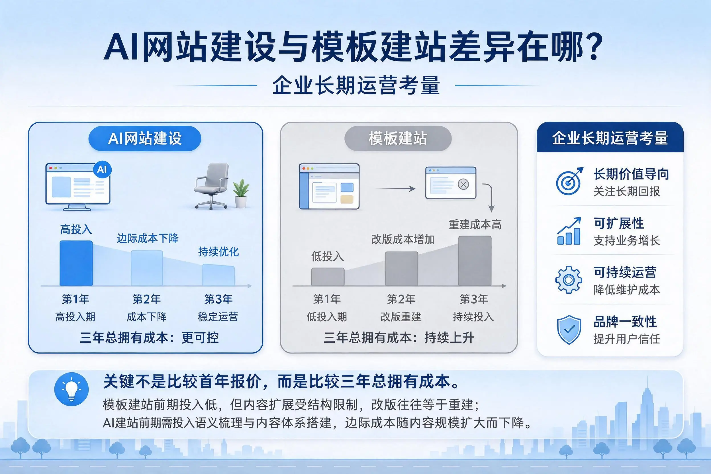 AI网站建设与模板建站差异在哪？合肥企业长期运营考量